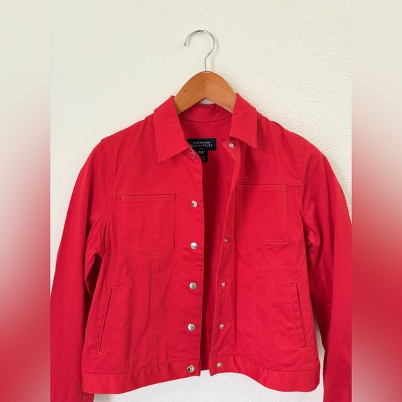 Jones New York NWT Hot Red Button Up Jacket with Silver Details Petite Size M - Picture 5 of 8